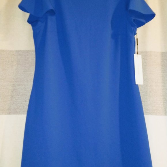 NWT Calvin Klein Royal Blue Flutter Sleeves Dress - Picture 7 of 8